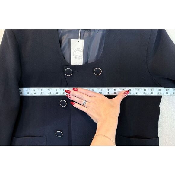 NWT Storets Re:born Sia Double Button Black Blazer Mini Dress Women’s S/M - Picture 13 of 14